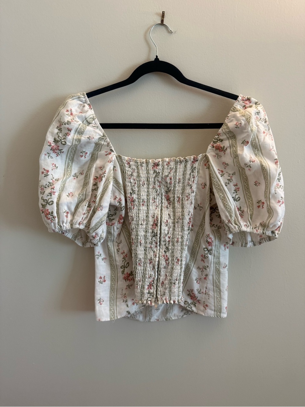 Reformation Arancini Linen top in heath floral - Picture 3 of 5